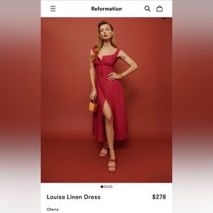 Reformation - Louisa Linen Dress Cherry Size 2